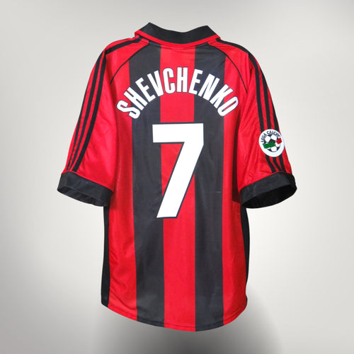 Vintage AC Milan 1998-2000 Home football shirt with Shevchenko 7 print, size S | Nostalgic Football Shirts