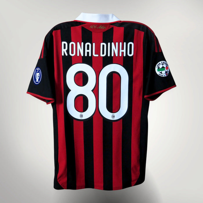 AC Milan 2009-2010 Home shirt, Ronaldinho 80, Adidas, size S, product code E84210 | Nostalgic Football Shirts