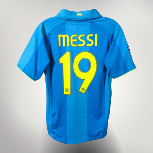 Vintage Barcelona 2007-2008 Away football shirt with Messi 19 print, size S | Nostalgic Football Shirts