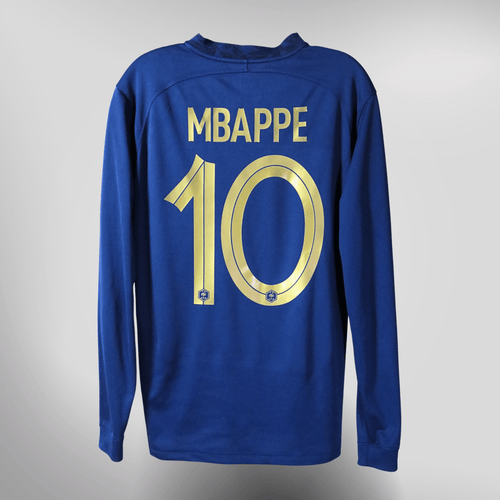 Vintage France 2022-2023 Home longsleeve football shirt with Mbappé 10 print, size M | Nostalgic Football Shirts