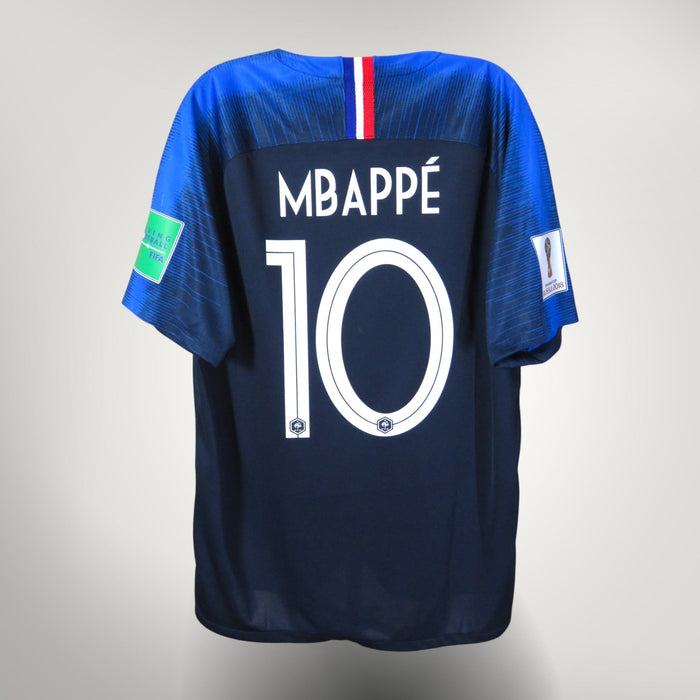 Vintage France 2018 Home football shirt with Mbappé 10 print, size L, product code 893872-451 | Nostalgic Football Shirts