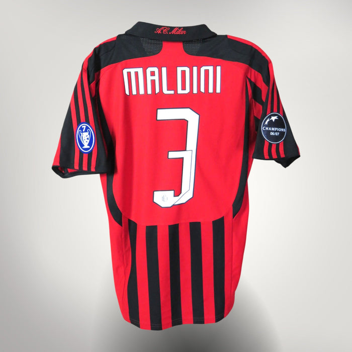 Vintage AC Milan 2007-2008 Home football shirt with Maldini 3 print, size S, product code 695041 | Nostalgic Football Shirts
