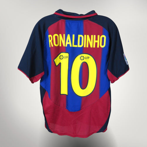 FC Barcelona 2003-04 Home Ronaldinho #10 Shirt S
