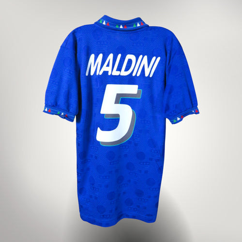 Vintage Italy 1994 Home football shirt with Maldini 5 print, size M | Nostalgic Football Shirts