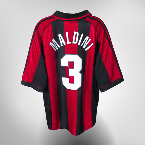 Vintage AC Milan 1998-2000 Home football shirt with Maldini 3 print, size XL | Nostalgic Football Shirts