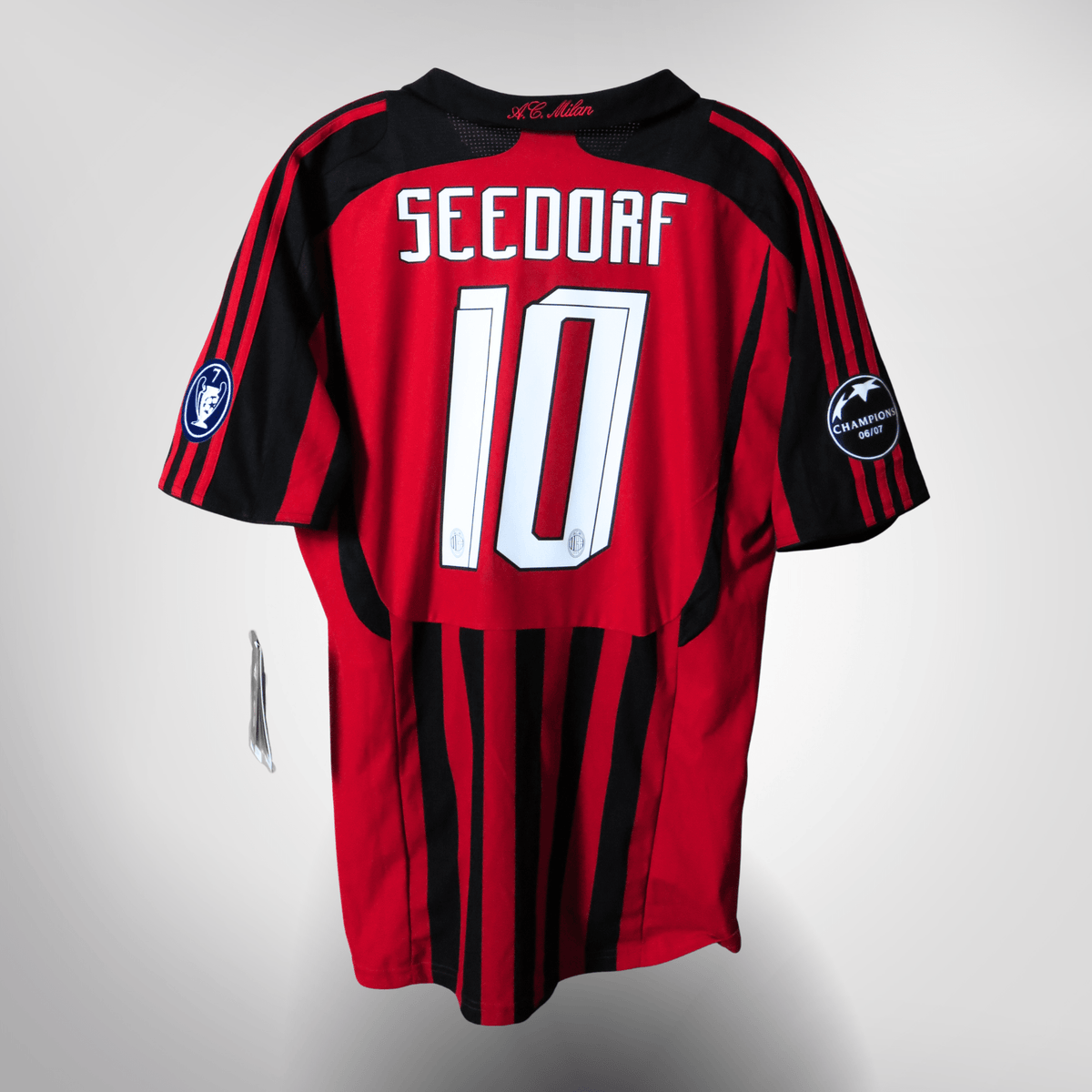 Vintage AC Milan 2007-2008 Home football shirt with Seedorf 10 print, size L, brand new with tags, product code 695041 | Nostalgic Football Shirts