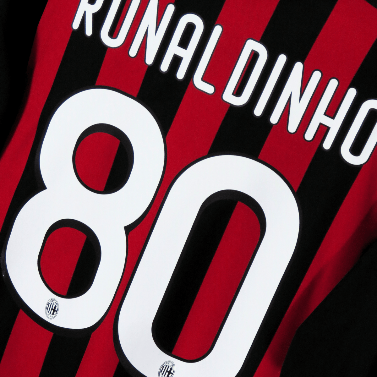 Retro AC Milan 2009-2010 Home football jersey by Adidas, Ronaldinho 80, size S, brand new with tags | Nostalgic Football Shirts