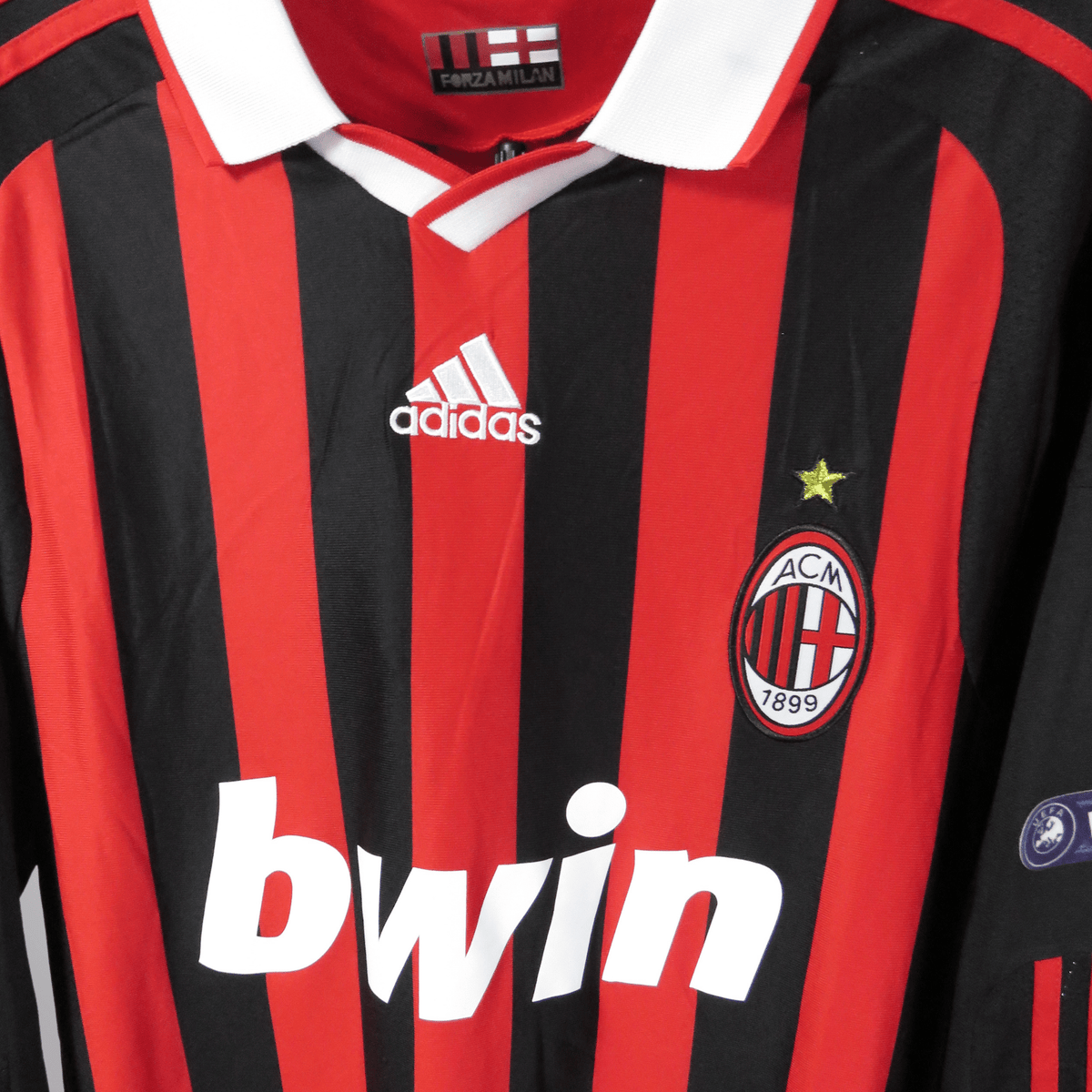 Original AC Milan 2009-2010 Home longsleeve football shirt, size L, Ronaldinho 80 | Nostalgic Football Shirts