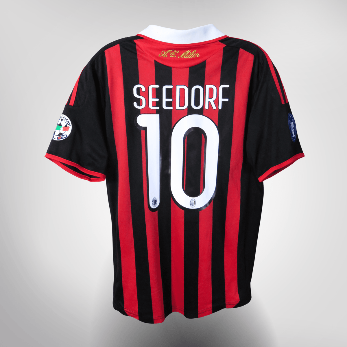 Vintage AC Milan 2009-2010 Home football shirt with Seedorf 10 print, size L | Nostalgic Football Shirts