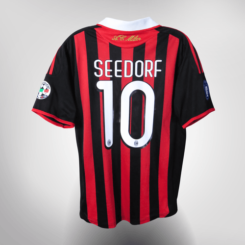 Vintage AC Milan 2009-2010 Home football shirt with Seedorf 10 print, size L, product code E84210 | Nostalgic Football Shirts