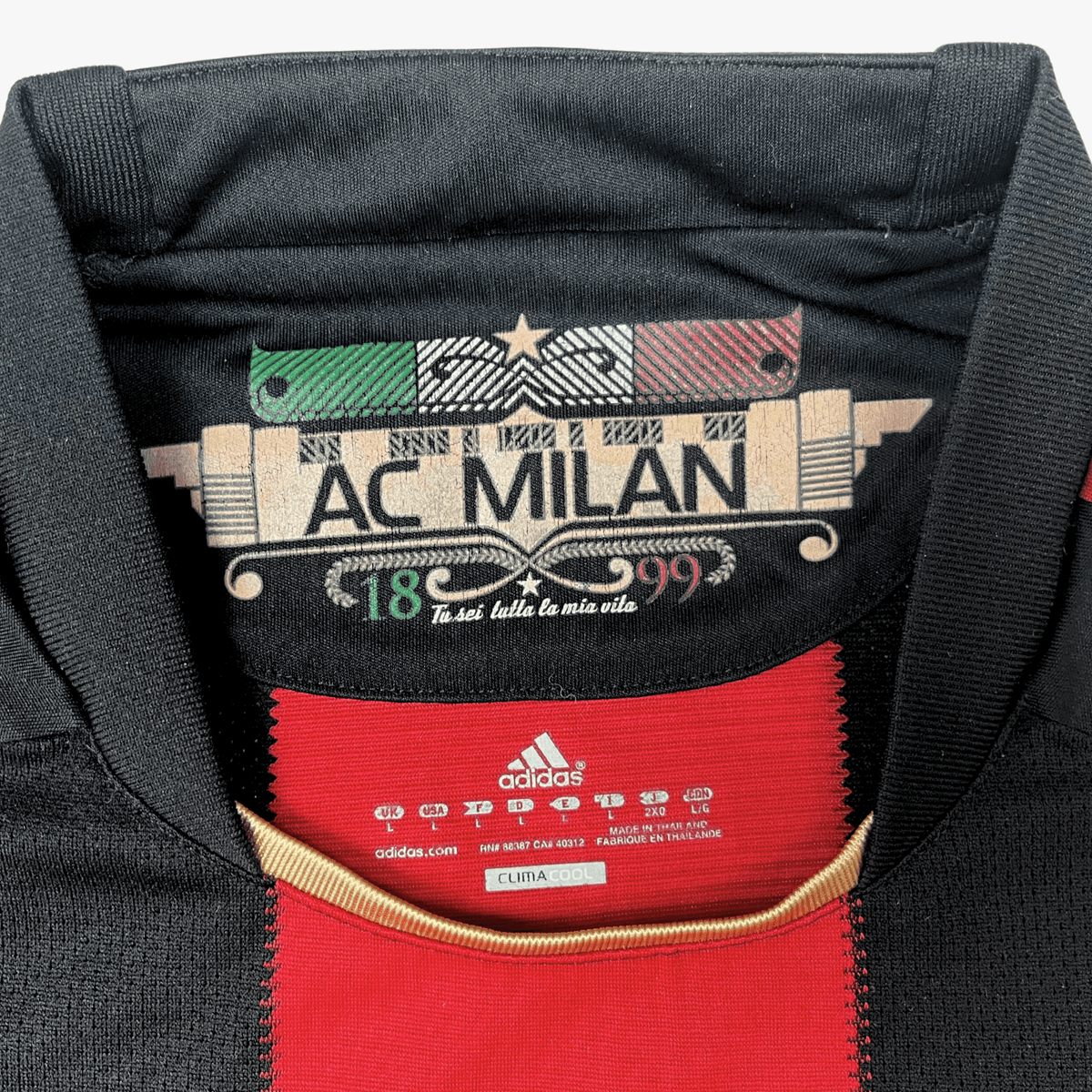 Retro AC Milan 2010-2011 Home football jersey by Adidas, size L | Nostalgic Football Shirts