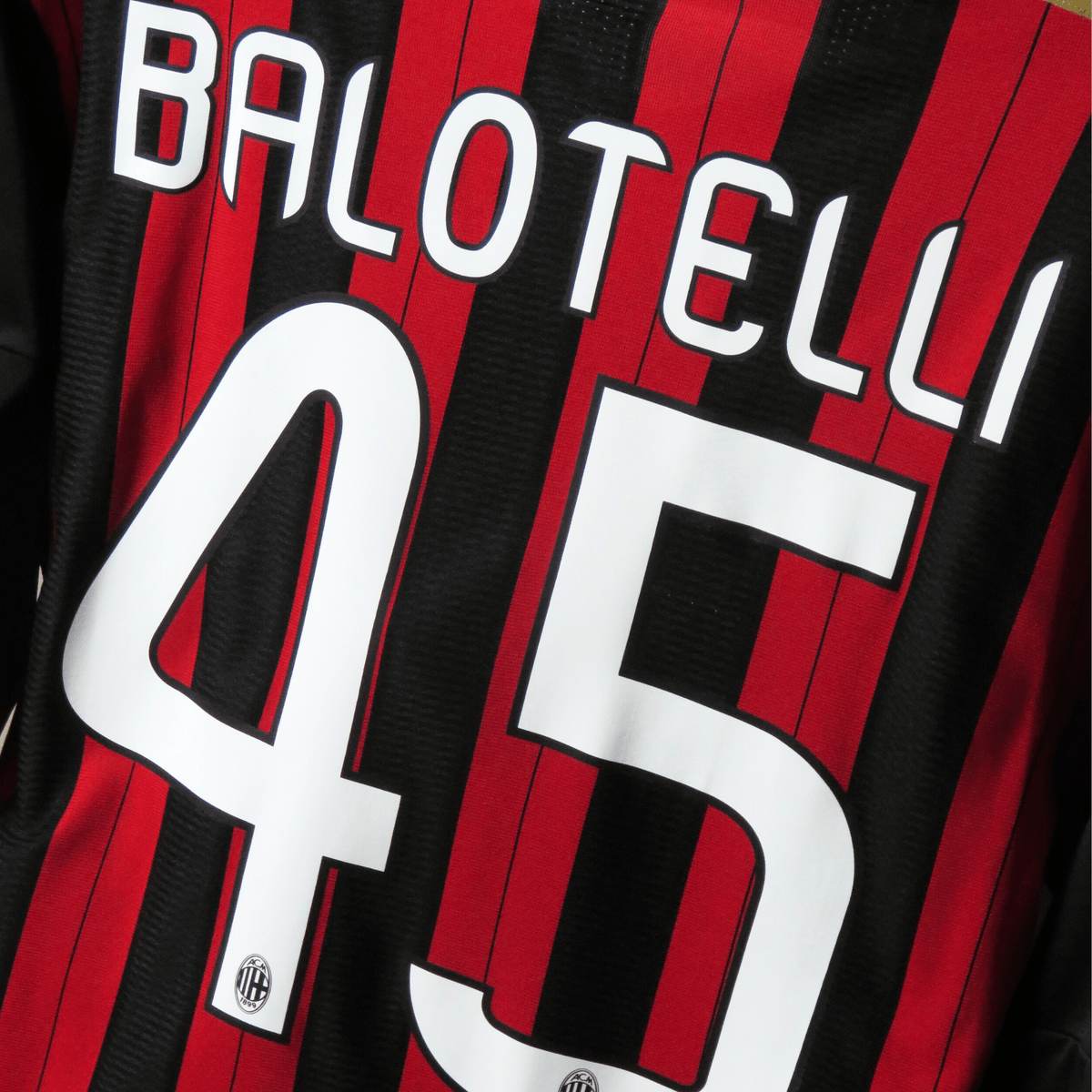 Retro AC Milan 2013-2014 Home longsleeve football jersey by Adidas, Balotelli 45, size S | Nostalgic Football Shirts