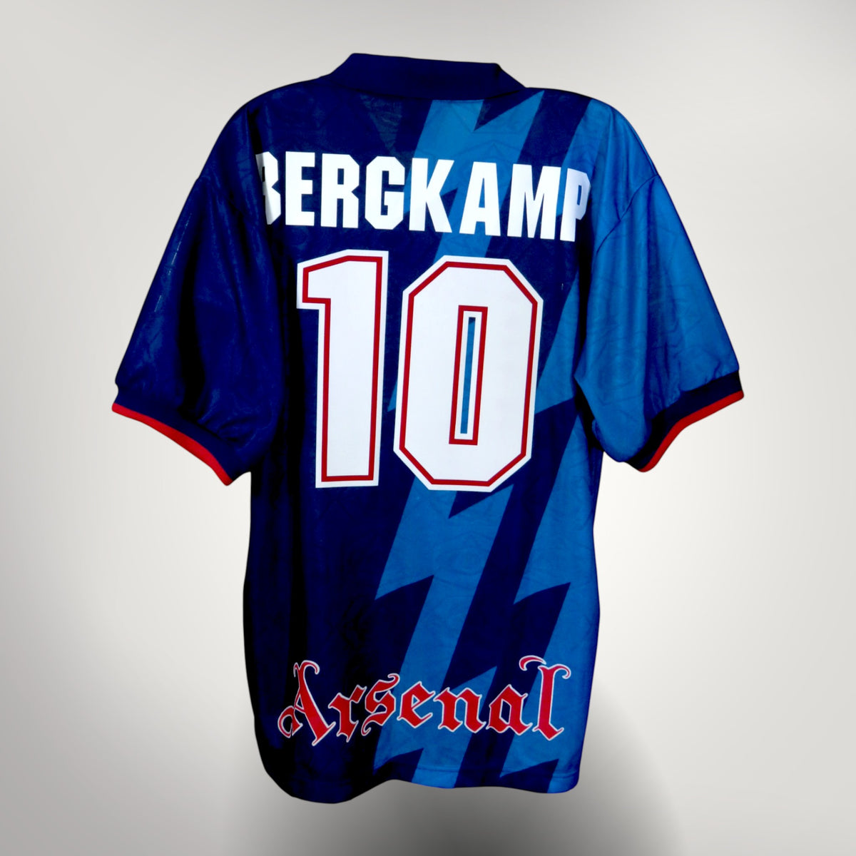 Vintage Arsenal 1995-1996 Away football shirt with Bergkamp 10 print, size L | Nostalgic Football Shirts