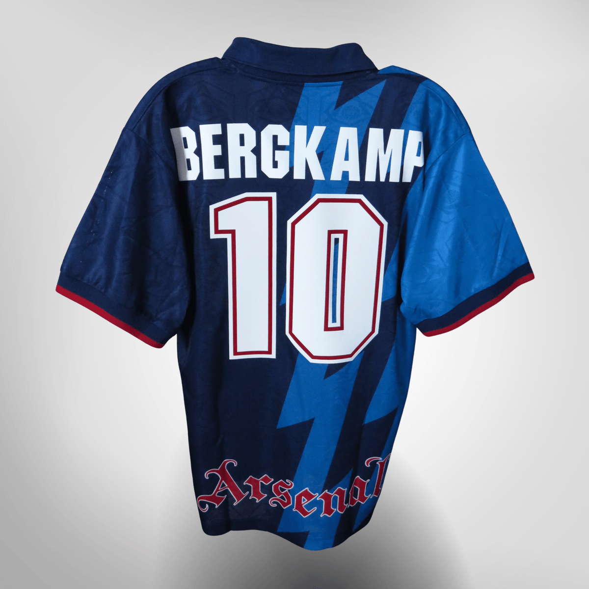 Vintage Arsenal 1995-1996 Away football shirt with Bergkamp 10 print, size M | Nostalgic Football Shirts