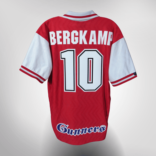 Vintage Arsenal 1996-1998 Home football shirt with Bergkamp 10 print, size L | Nostalgic Football Shirts