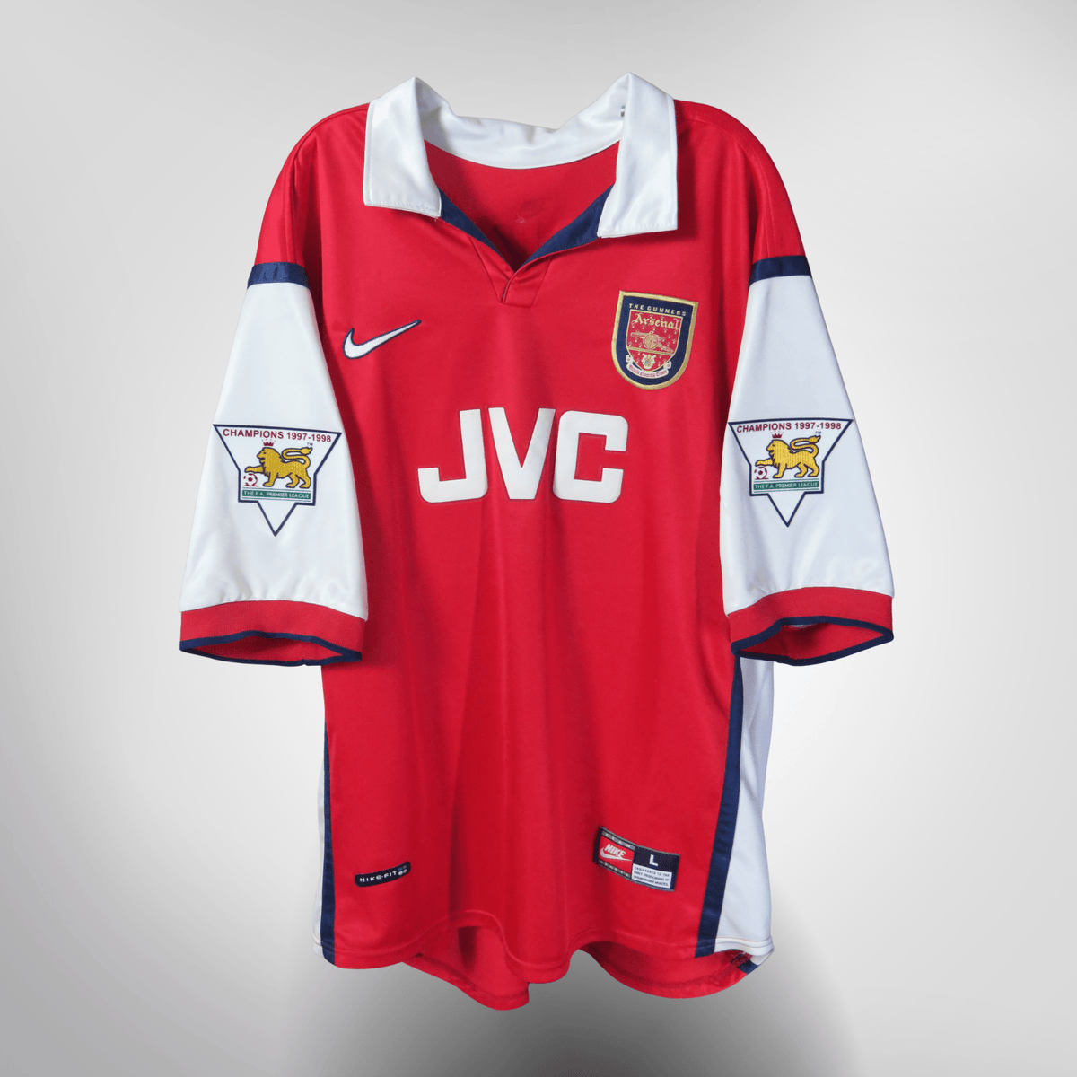 Authentic Nike Arsenal 1998-1999 Home shirt, Bergkamp 10 on the back, size L | Nostalgic Football Shirts
