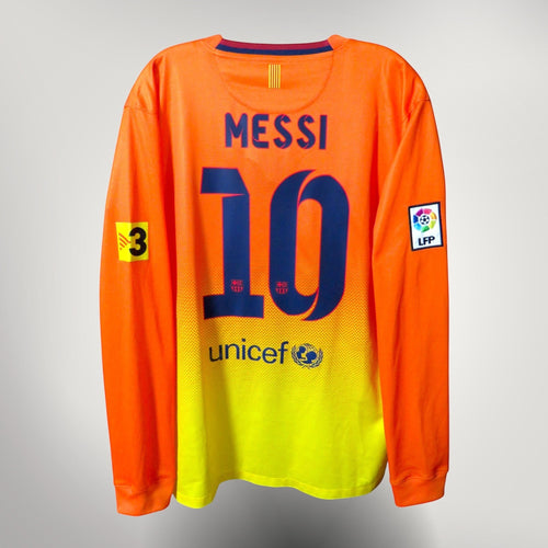 Vintage Barcelona 2012-2013 Away longsleeve football shirt with Messi 10 print, size XL | Nostalgic Football Shirts