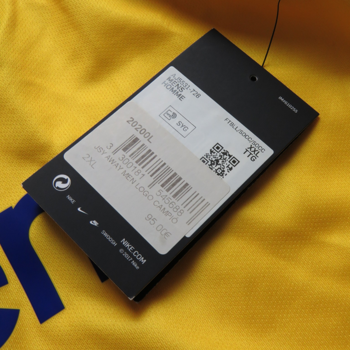 Vintage Barcelona 2019-2020 Away brand new with tags football shirt with De Jong 21 print, size XXL, product code AJ5531-728 | Nostalgic Football Shirts