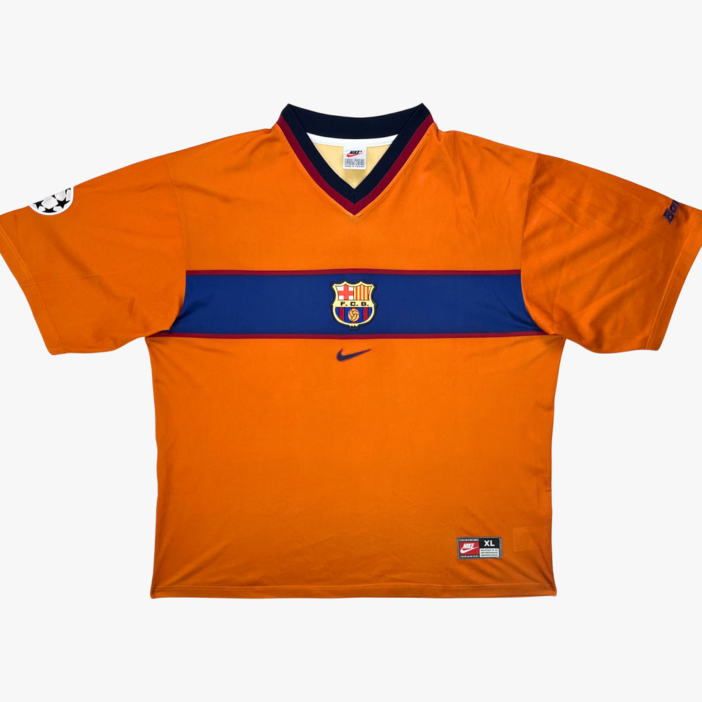 Maillot extérieur FC Barcelone Ligue des Champions 1998-99 Rivaldo n°11, taille XL