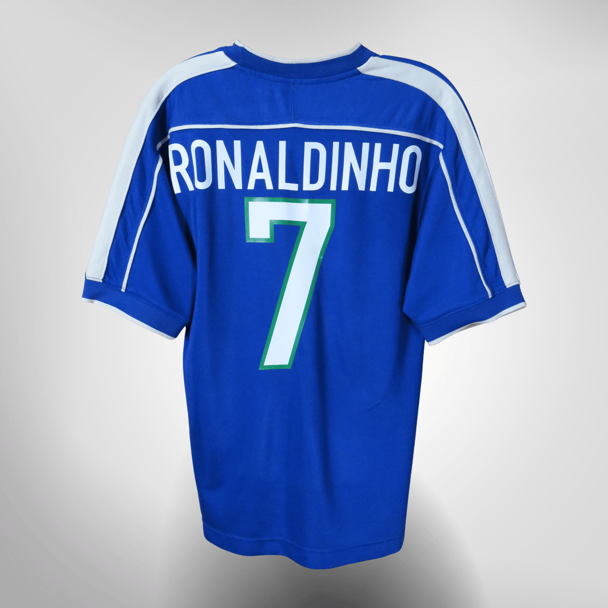 Vintage Brazil 1998-2000 Away football shirt with Ronaldinho 7 print, size M | Nostalgic Football Shirts