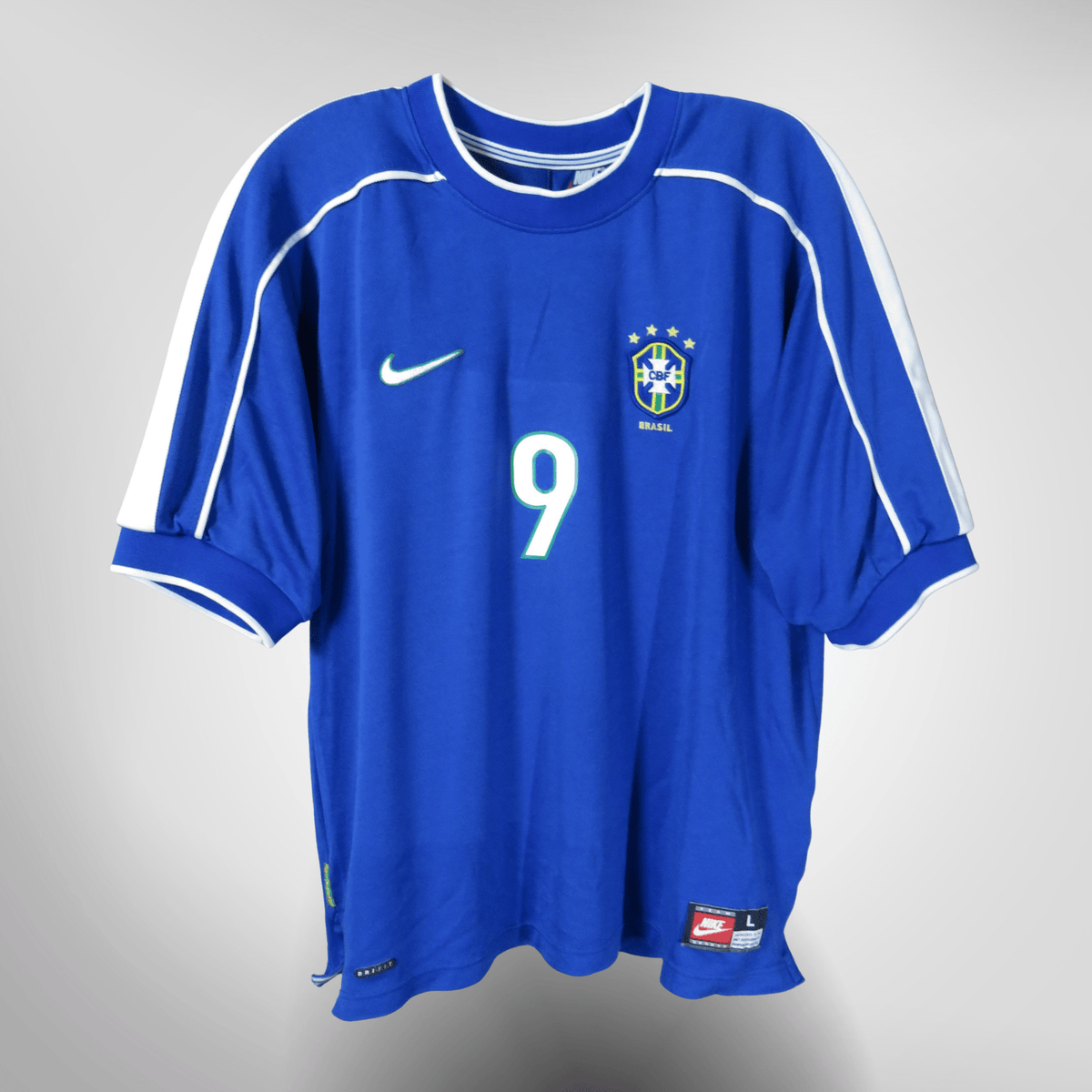 Authentic Nike Brazil 1998-2000 Away shirt, Ronaldo 9 on the back, size L | Nostalgic Football Shirts