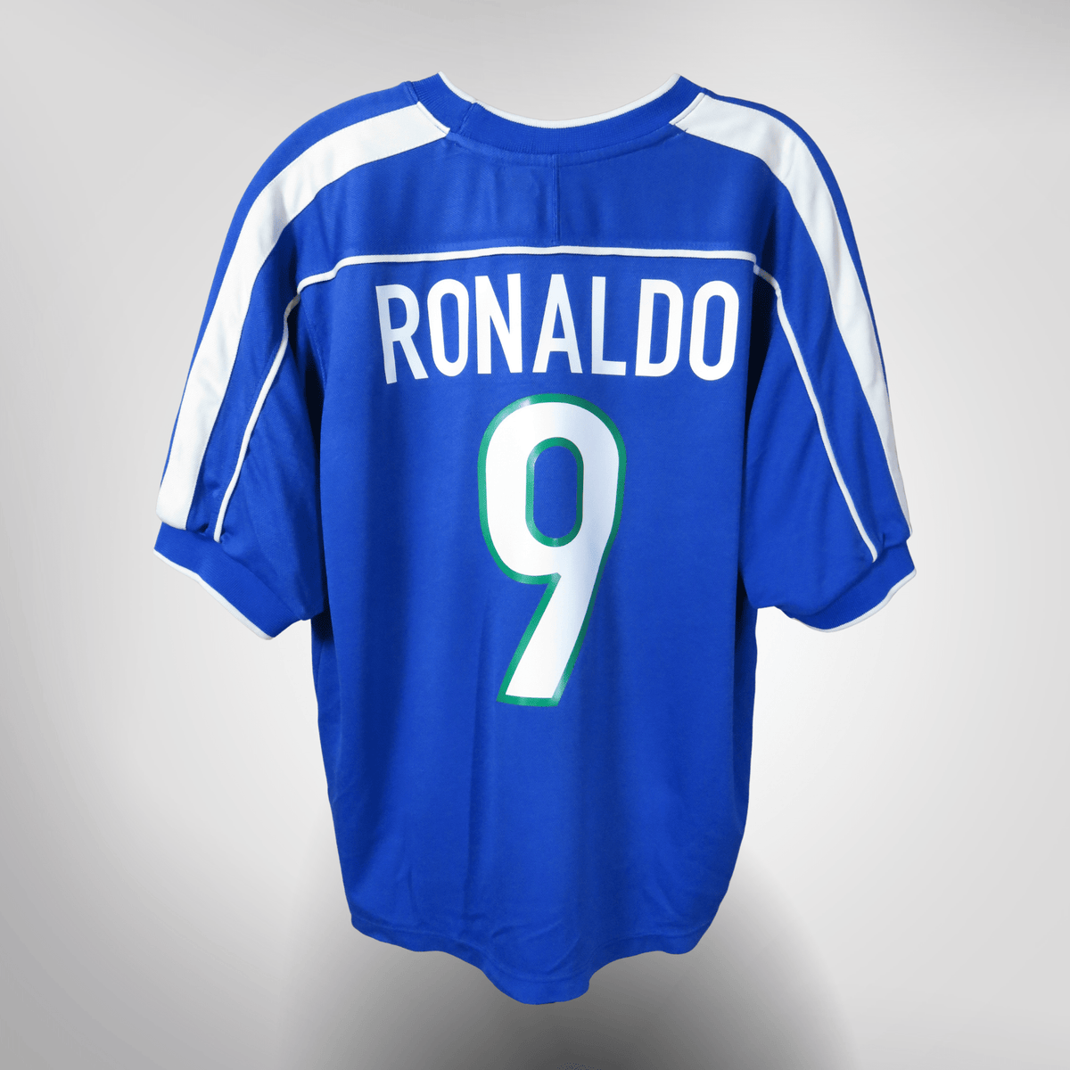 Vintage Brazil 1998-2000 Away football shirt with Ronaldo 9 print, size L | Nostalgic Football Shirts