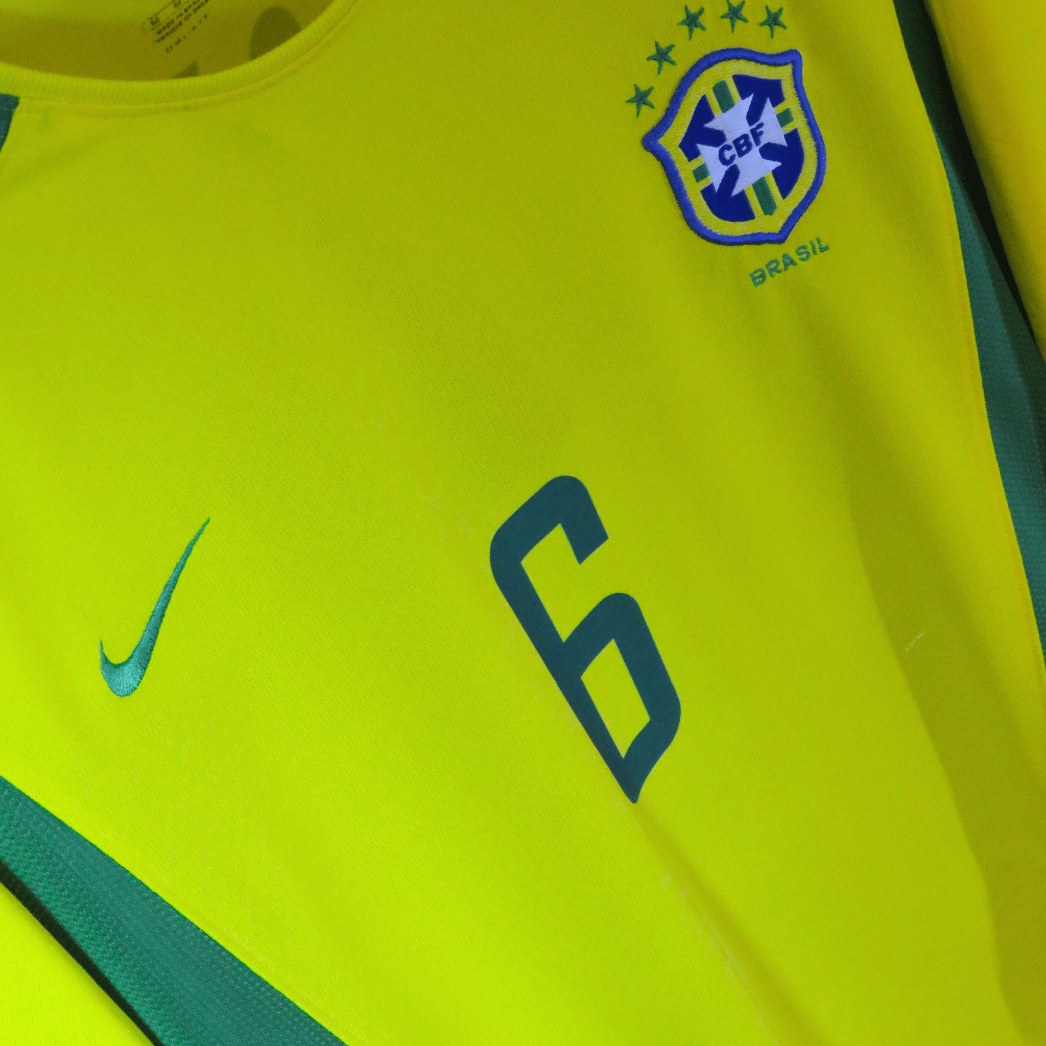 Brazil 2002-04 Home Roberto Carlos #6 Shirt M