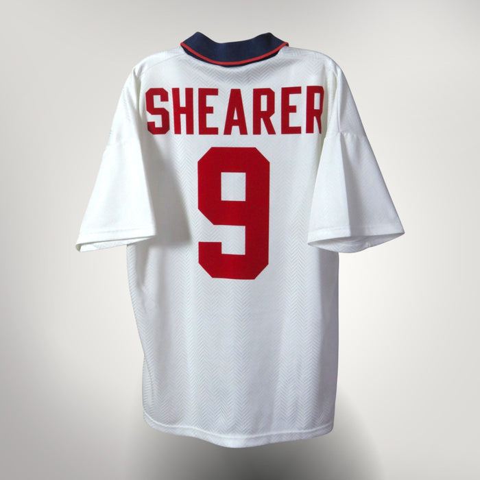 Vintage England 1993-1995 Home football shirt with Shearer 9 print, size L | Nostalgic Football Shirts