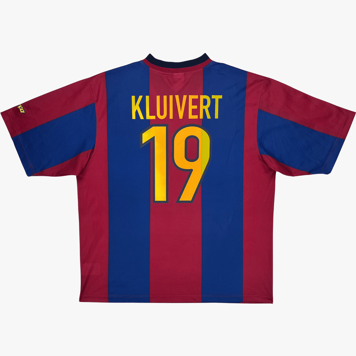 Vintage FC Barcelona 1998-1999 Home football shirt with Kluivert 19 print, size XL | Nostalgic Football Shirts