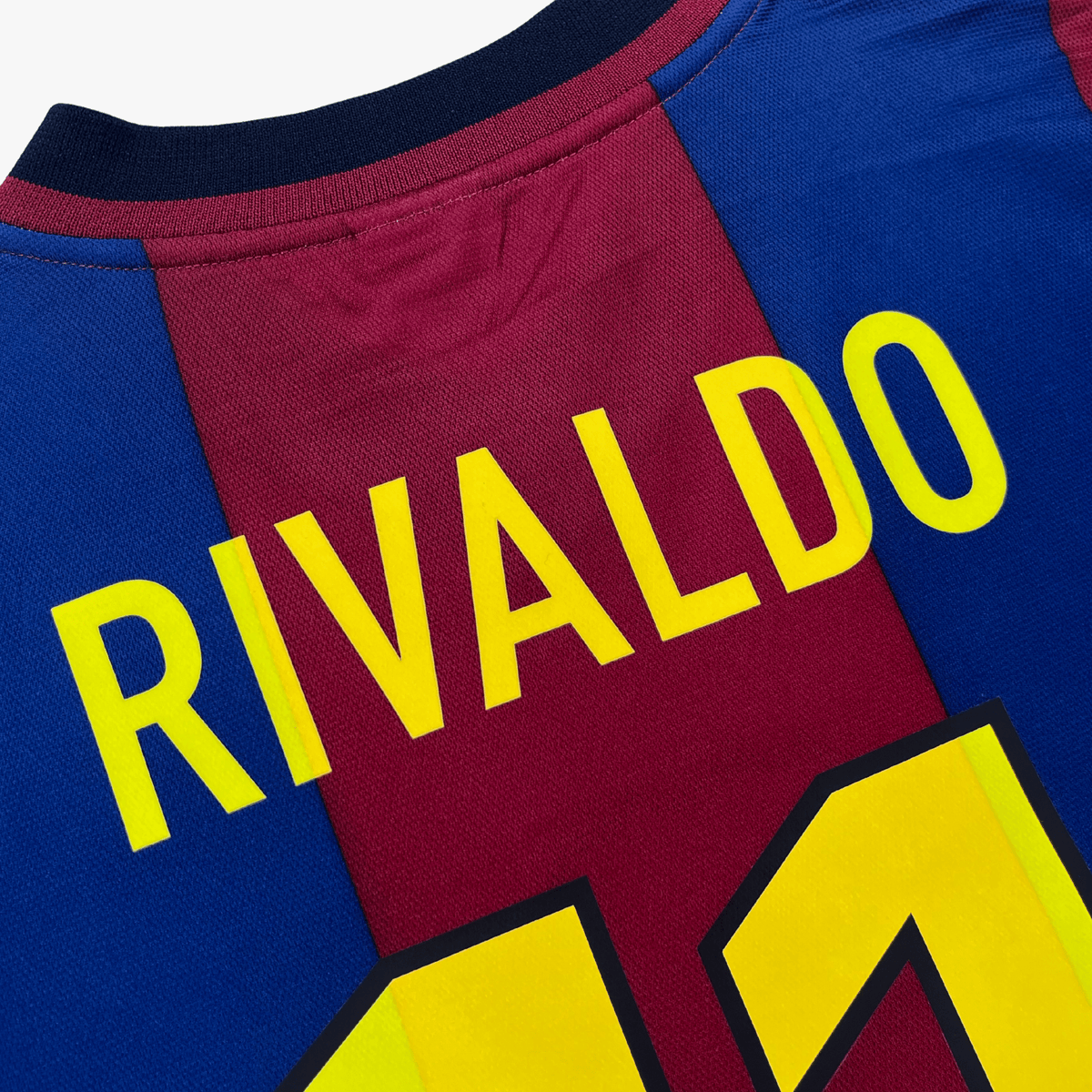 Retro FC Barcelona 1998-1999 Home football jersey by Nike, Rivaldo 11, size M | Nostalgic Football Shirts