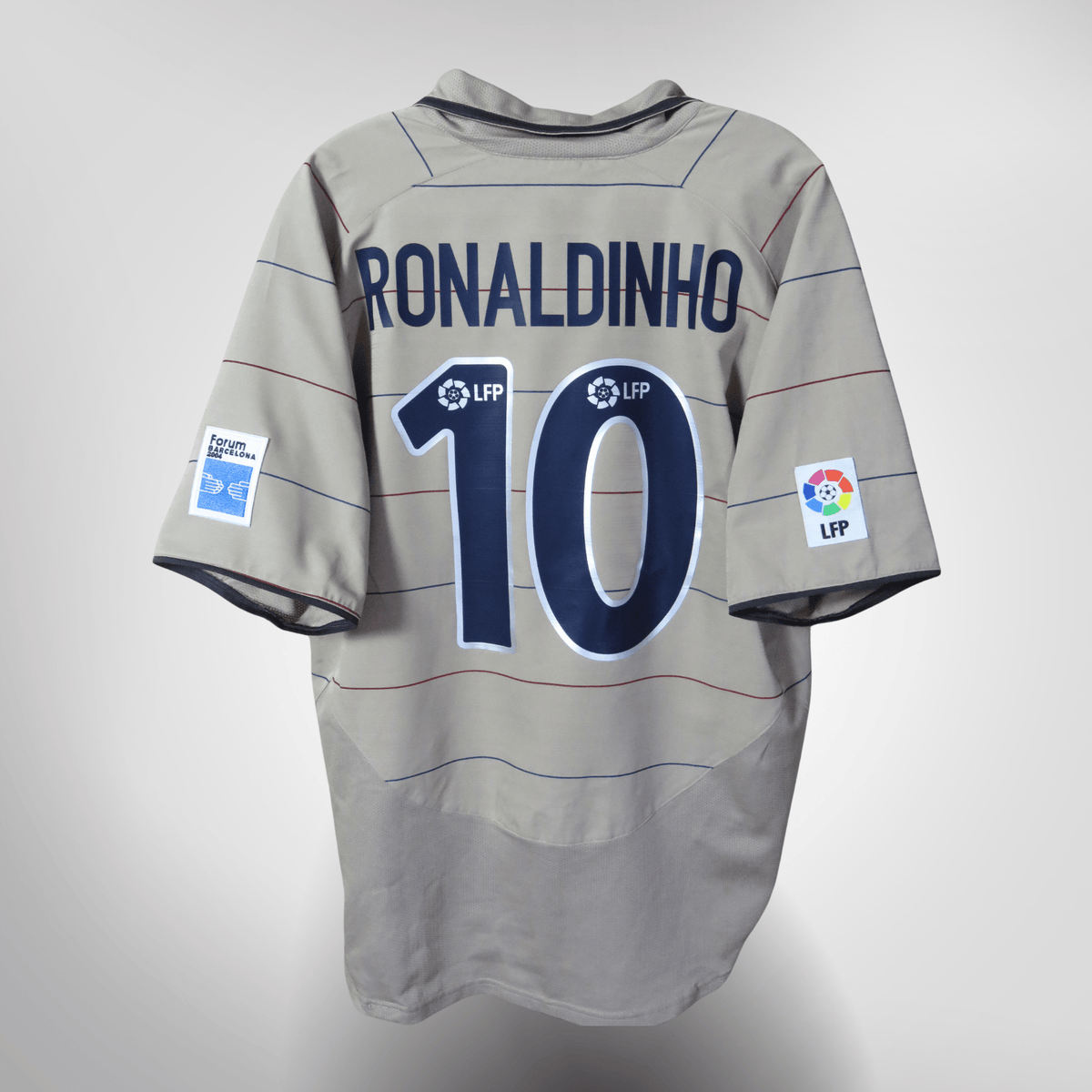 Vintage FC Barcelona 2003-2004 Away football shirt with Ronaldinho 10 print, size L | Nostalgic Football Shirts