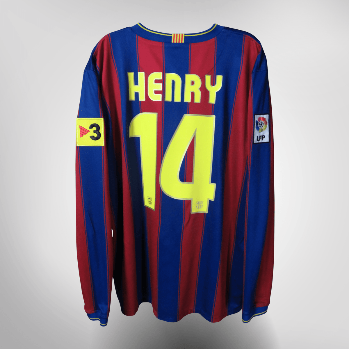 Vintage FC Barcelona 2009-2010 Home longsleeve football shirt with Henry 14 print, size XL, product code 343812-496 | Nostalgic Football Shirts