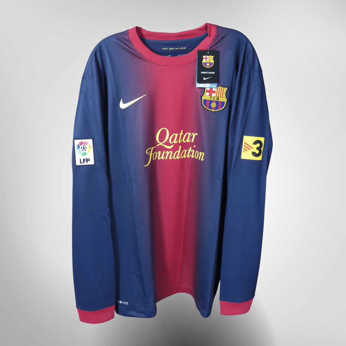Authentic Nike FC Barcelona 2012-2013 Home longsleeve shirt, Messi 10 on the back, size XL | Nostalgic Football Shirts