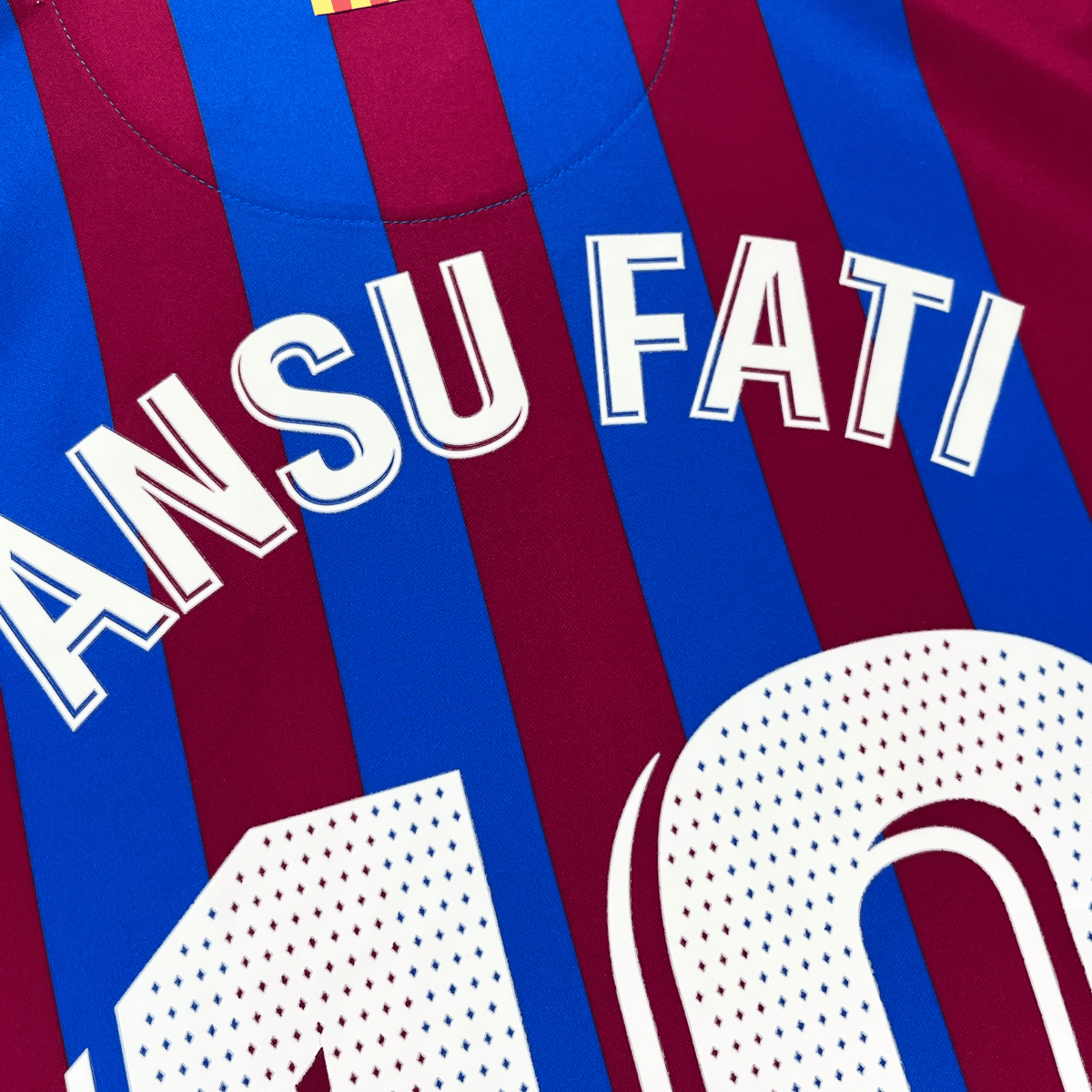 Vintage FC Barcelona 2021-2022 Home football shirt with Ansu Fati 10 print, size L | Nostalgic Football Shirts