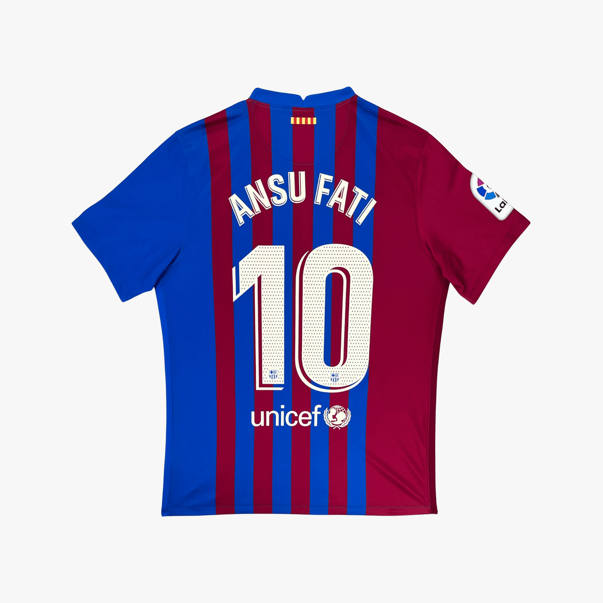 Vintage FC Barcelona 2021-2022 Home football shirt with Ansu Fati 10 print, size L | Nostalgic Football Shirts