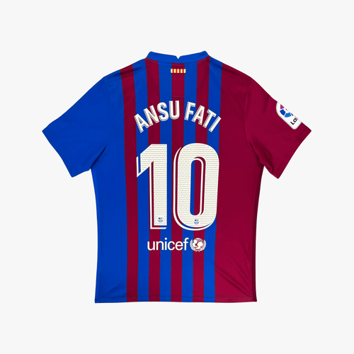 Vintage FC Barcelona 2021-2022 Home football shirt with Ansu Fati 10 print, size L, product code CV7891-428 | Nostalgic Football Shirts