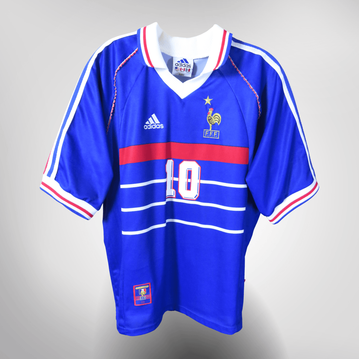 Authentic Adidas France 1998-2000 Home shirt, Zidane 10 on the back, size L | Nostalgic Football Shirts
