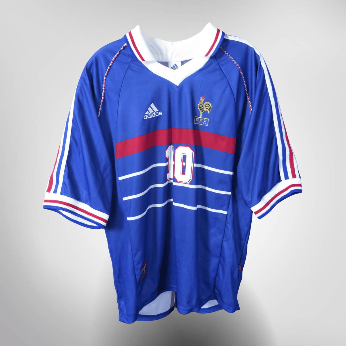 Authentic Adidas France 1998-2000 Home shirt, Zidane 10 on the back, size XL | Nostalgic Football Shirts