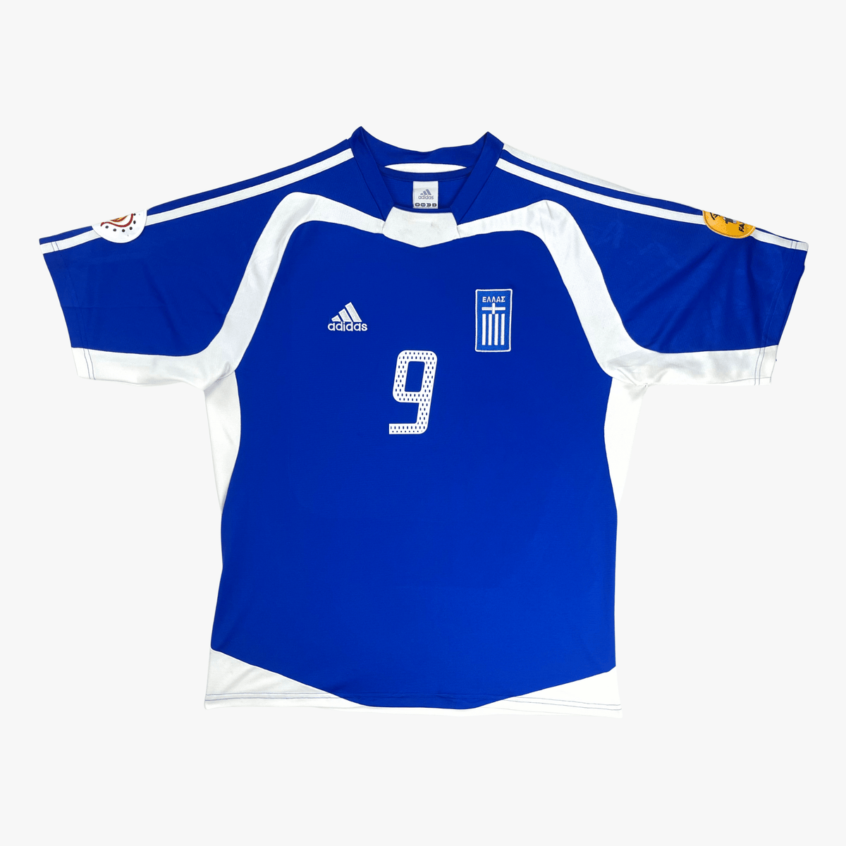 Authentic Adidas Greece 2004-2006 Home shirt, Charisteas 9 on the back, size L | Nostalgic Football Shirts