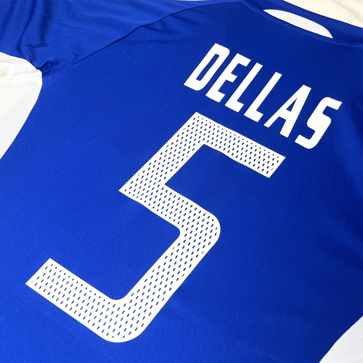 Retro Greece 2004-2006 Home football jersey by Adidas, Dellas 5, size L | Nostalgic Football Shirts
