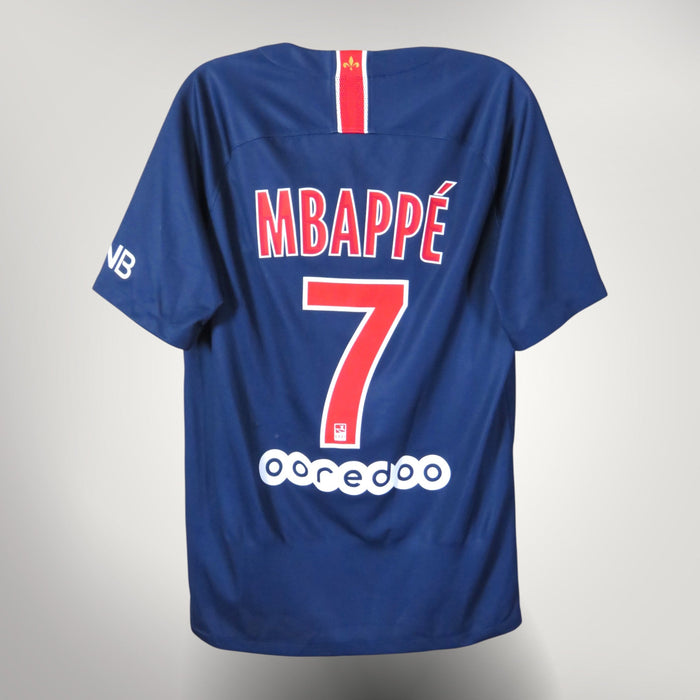 Vintage PSG 2018-2019 Home football shirt with Mbappé 7 print, size S, product code 894432-411 | Nostalgic Football Shirts