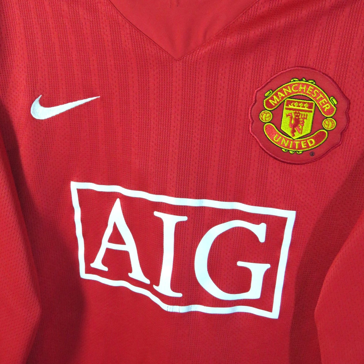 Vintage Manchester United 2007-2008 Home longsleeve football shirt with Ronaldo 7 print, size M | Nostalgic Football Shirts