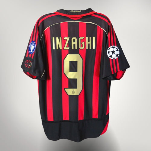 Vintage AC Milan 2006-2007 Home football shirt with Inzaghi 9 print, size L, product code 060747 | Nostalgic Football Shirts