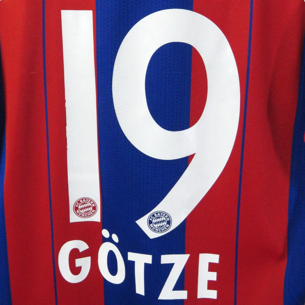 Retro Bayern Munich 2014-2015 Home football jersey by Adidas, Götze 19, size S, product code F48499 | Nostalgic Football Shirts