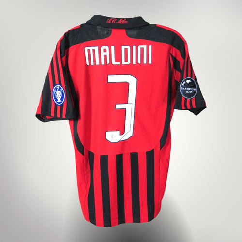 Vintage AC Milan 2007-2008 Home football shirt with Maldini 3 print, size S, product code 695041 | Nostalgic Football Shirts