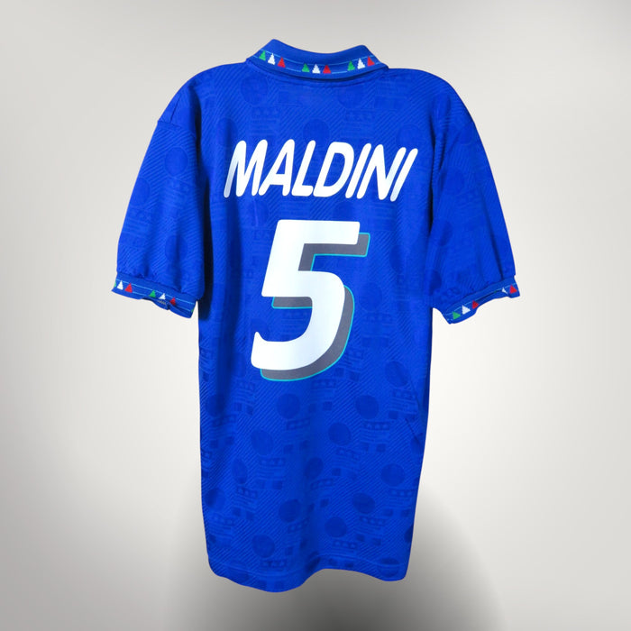 Vintage Italy 1994 Home football shirt with Maldini 5 print, size M | Nostalgic Football Shirts