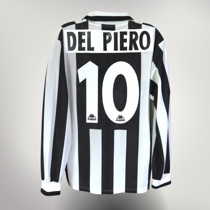 Vintage Juventus 1995-1996 Home longsleeve football shirt with Del Piero 10 print, size S | Nostalgic Football Shirts