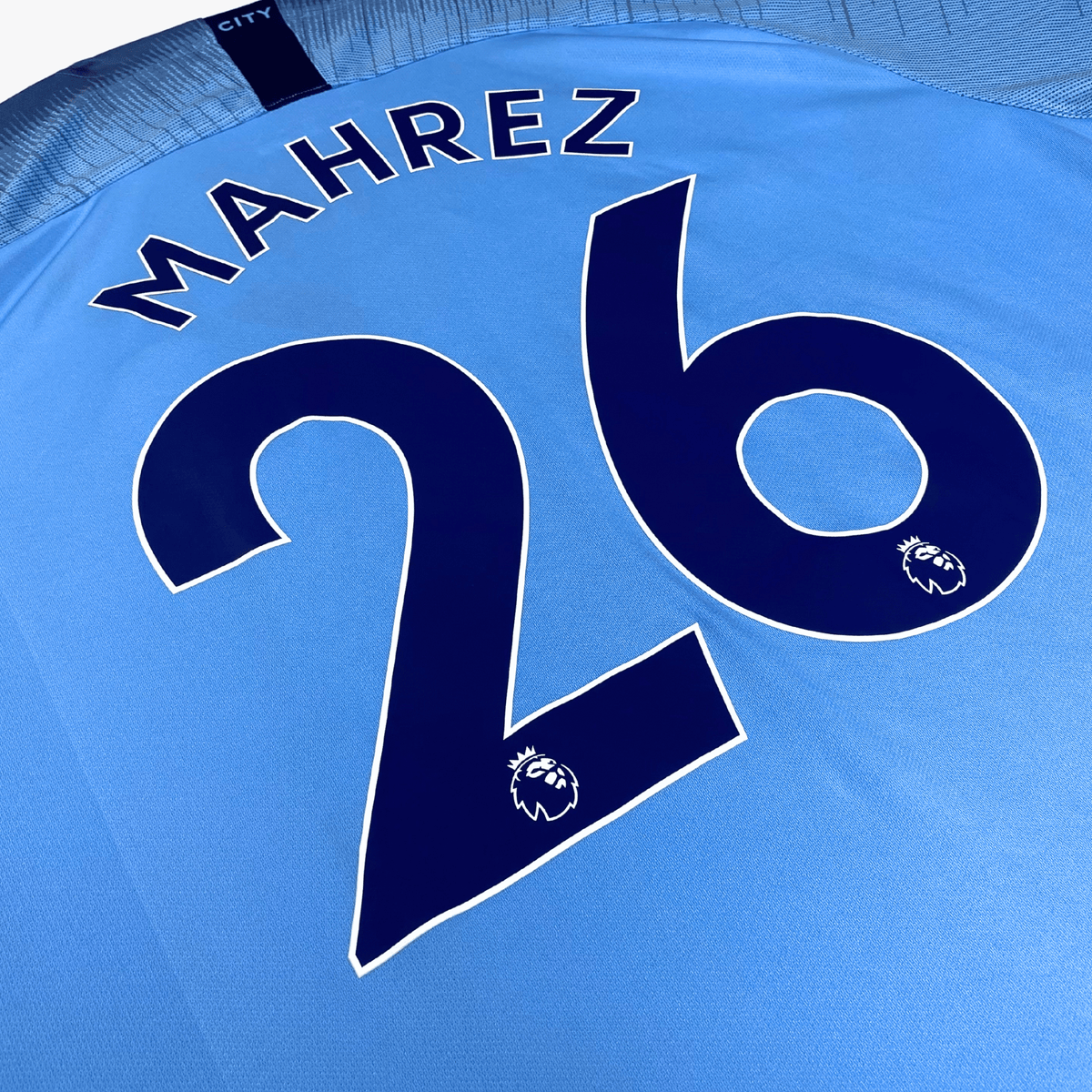 Retro Manchester City 2018-2019 Home football jersey by Nike, Mahrez 26, size XL | Nostalgic Football Shirts