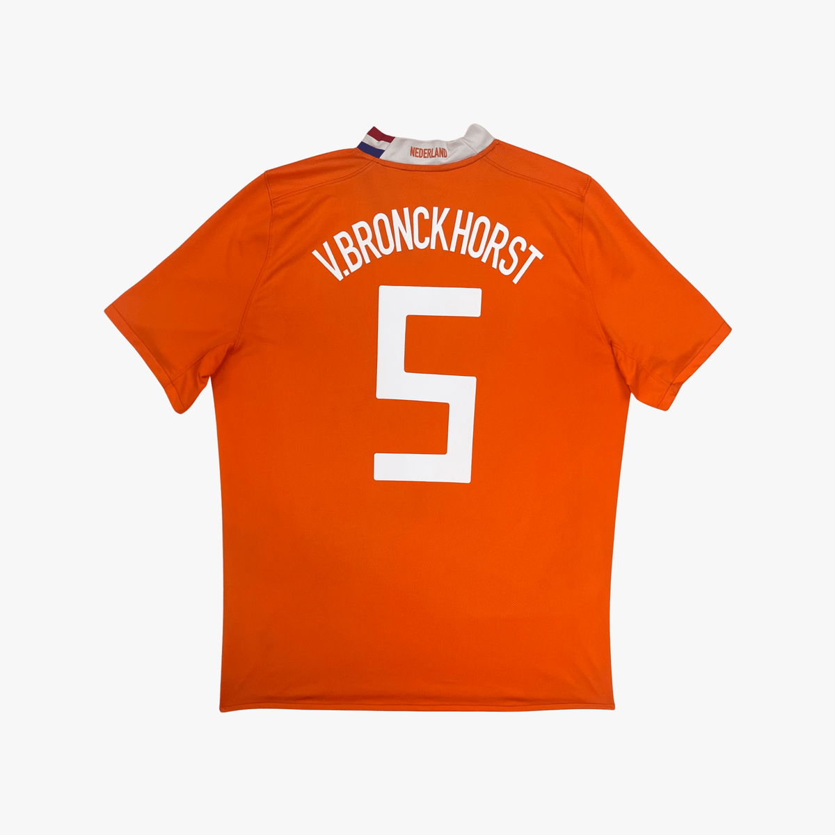 Vintage Netherlands 2008-2010 Home football shirt with Van Bronckhorst print, size L | Nostalgic Football Shirts