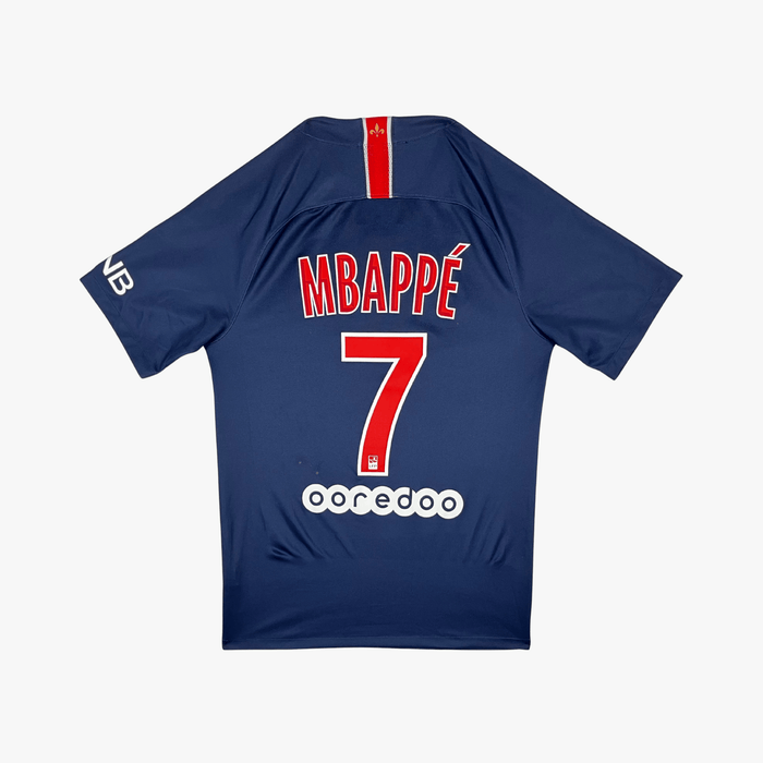 Vintage PSG 2018-2019 Home football shirt with Mbappé 7 print, size S | Nostalgic Football Shirts